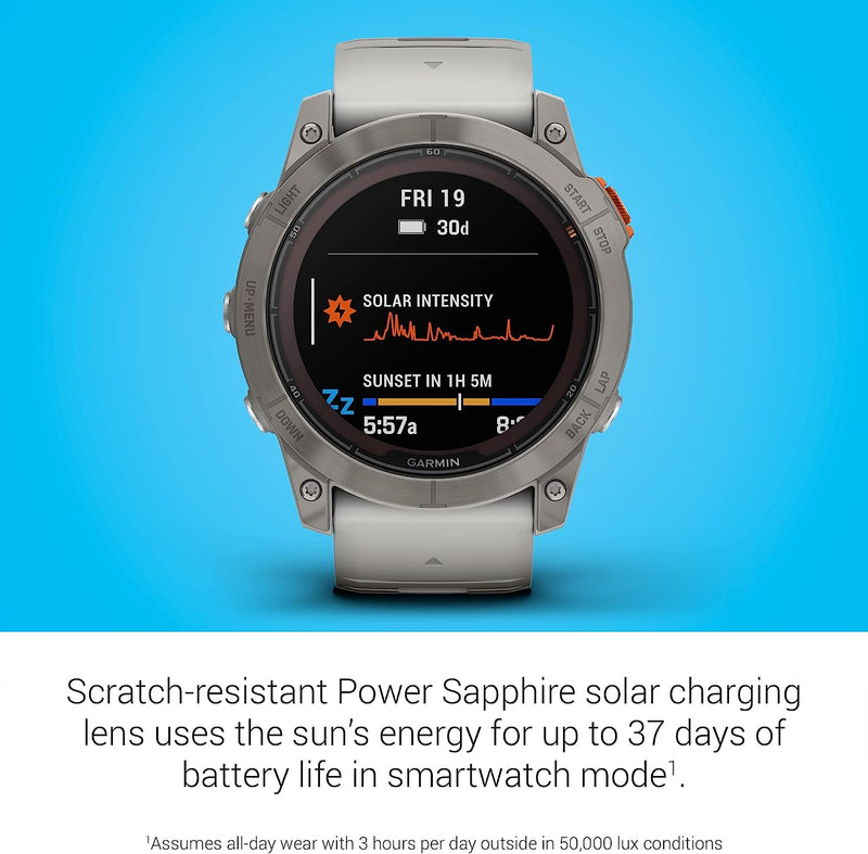 Fēnix 7X Pro Solar Smartwatch, Multisport, Power Sapphire GPS, Built-In Flashlight, Solar Charging Capability 
