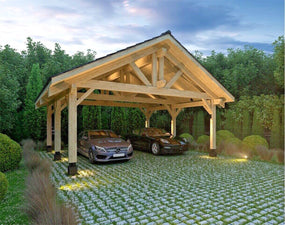 PREMIUM TIMBER CARPORT for 2 VEHICLES - 474 Sq.Ft. 20'X22'  - WOOD CANOPY PREFAB