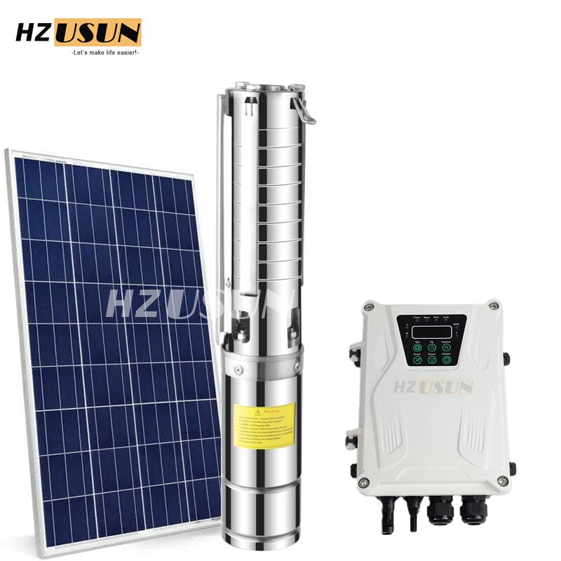2HP Solar Water Pump Set 100M Head with MPPT Controller 4 Inch 1500W DC 100 Meters Solar Pump System for Agriculture Irrigation