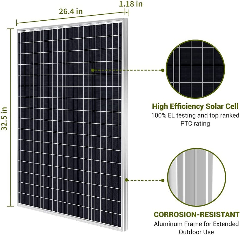 HQST 400 Watt  High Efficiency Monocrystalline Solar Panel  Module - PV Power 12V for Battery - Off Grid Applications 32.5 X 26.4 X 1.18 Inches 