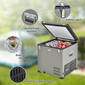 68-Quart  Portable Chest Freezer - Car Refrigerator (-11℉- 50℉) with 12V/24V DC & 110V/240V AC Adapter, Electric Compressor Fridge Cooler for Vehicles, Truck, RV