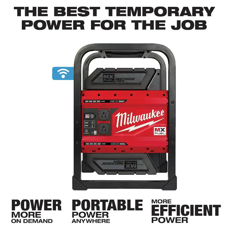 Milwaukee 3600-Watt/1800-Watt Push Start Portable Power Generator MX FUEL - 2 XC Batteries and Charger