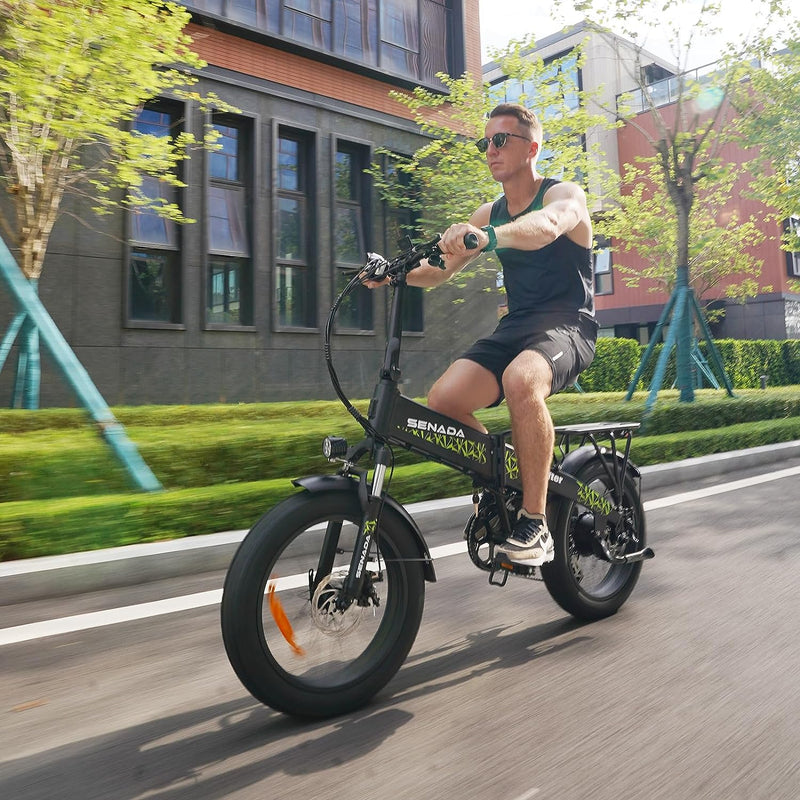 Folding Electric Bicycle for Adults, 7-Speeds 28MPH 62Miles Range, 20" X 4.0 ​​​​​​​Fat Tire Electric Foldable Bicycle, 500W 48V 14Ah Removable Battery
