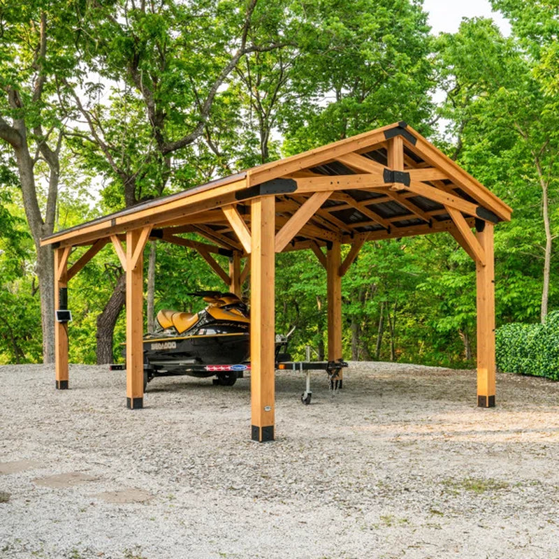  Solid Cedar Wood Carport/ Pavilion 12 Ft. W X 19.9 Ft. D