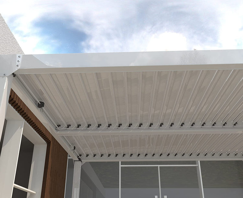  Louvered Aluminum Pergola - 20 X 10 FT -  Adjustable Hardtop, for Lawn and Garden - White