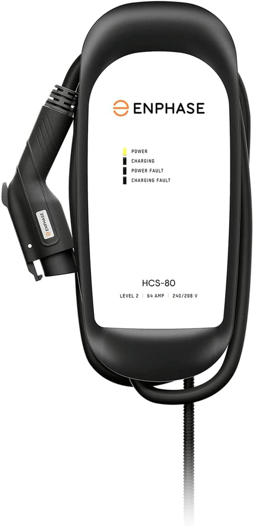 Enphase  Level 2 EV Charger, Safety Certified, 64 Amp, 240V, Hardwired, 25Ft Cable, J1772, Compatible with US Electric Vehicles, HCS-80