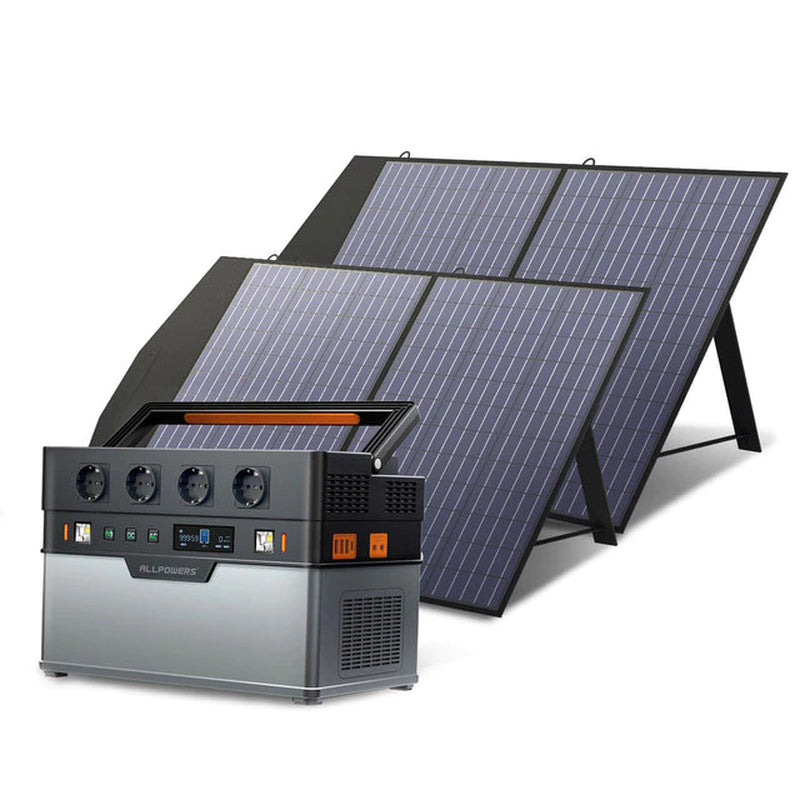 ALLPOWERS Portable Powerstation Backup Battery & Solar Panel Power Generator，700W / 1500W Emergency Power Supply, 18V Solarpanel