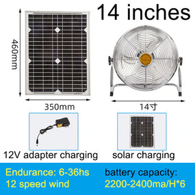 Household Solar Fan 12-Speed Outdoor Portable Fan USB Mobile Phone Fishing Light Charging