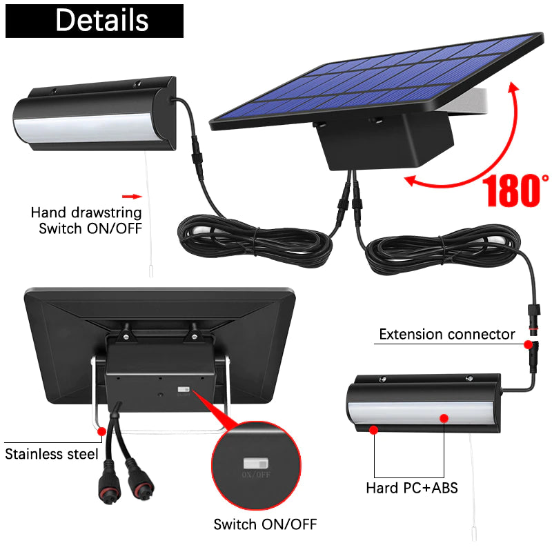 Solar Pendant Lights - Outdoor Indoor - Auto on off Solar Lamp with Pull Switch and 3M Line