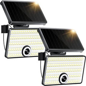 Quntis 2 Pack Outdoor Solar Lights, Ip65 Waterproof Outdoor Lighting Solar Wall Lamp with Motion Sensor, 3 Adjustable Modes