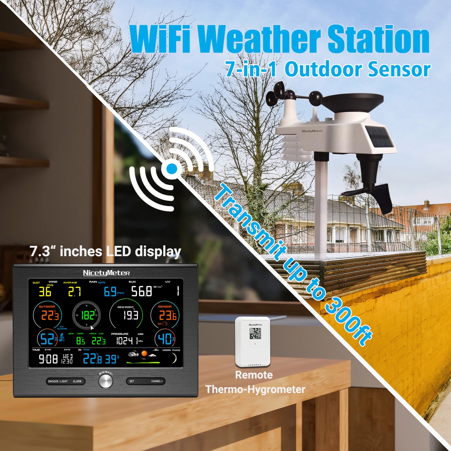 Hot Multi-Functional Indoor Humidity Monitor Digital Desktop  Thermometer Hygrometer Weather Station - China Weather Station with WiFi  Wireless, Professional Weather Station