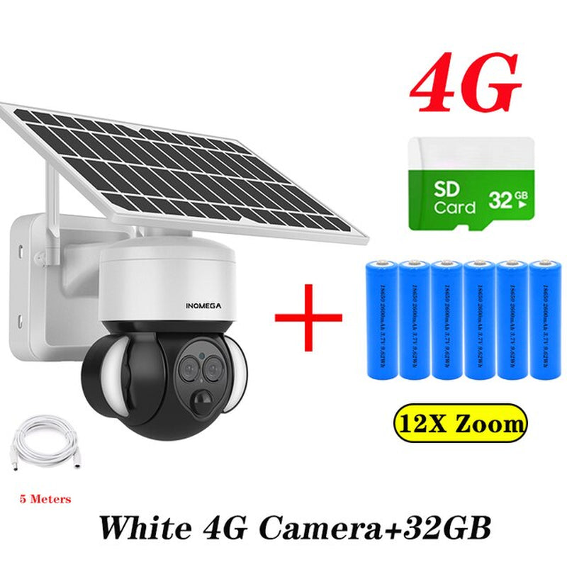 INQMEGA 6MP 12X Zoom Solar Camera - 4G Outdoor External WIFI Security Camera CCTV Wireless Surveillance Camera with Solar Panel 