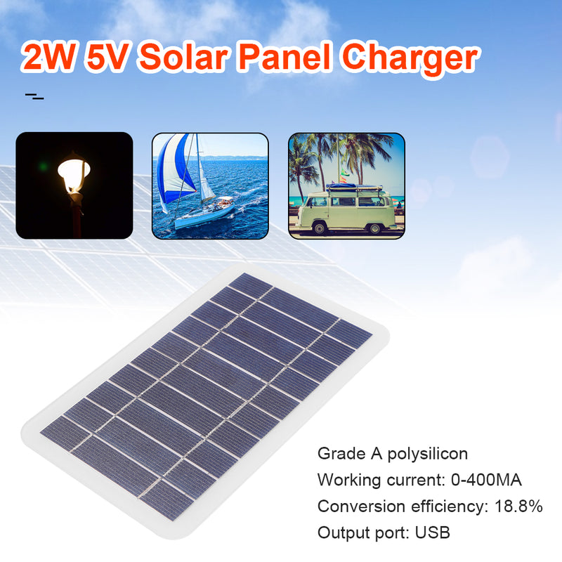 Portable Solar Panel - USB Charger for Mobile Phones - 5V 2W 400Ma