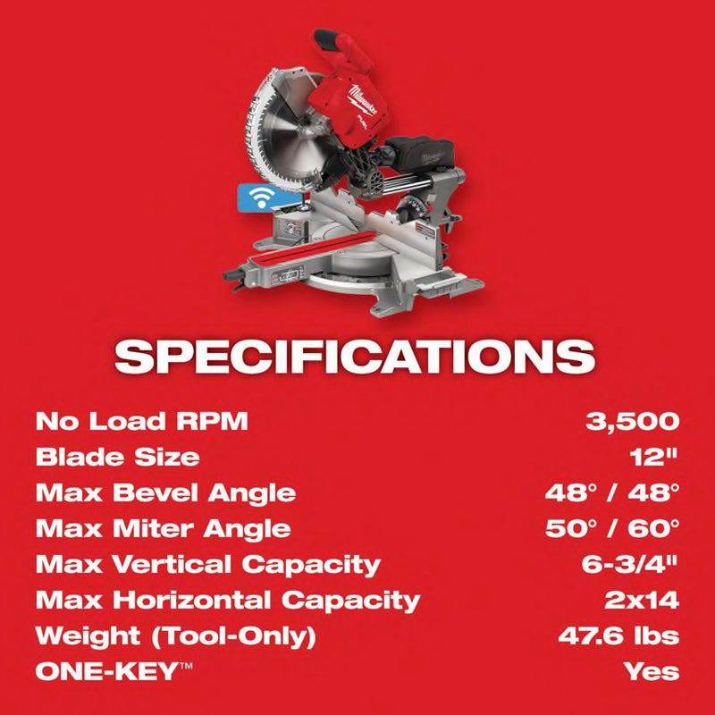  MILWAUKEE M18 FUEL 12 in. Dual Bevel Sliding Compound Miter Saw -18V Lithium-Ion Brushless Cordless 12 In. Dual Bevel Sliding Compound Miter Saw (Tool-Only)