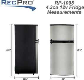 RV Refrigerator Stainless Steel | 4.3 Cubic Feet | 12V | 2 Door Fridge