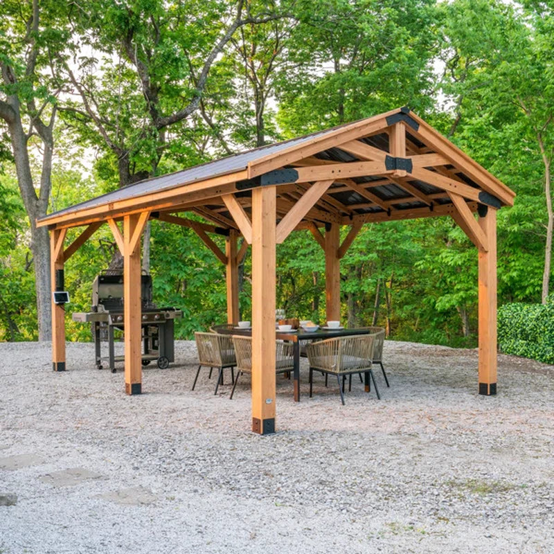  Solid Cedar Wood Carport/ Pavilion 12 Ft. W X 19.9 Ft. D