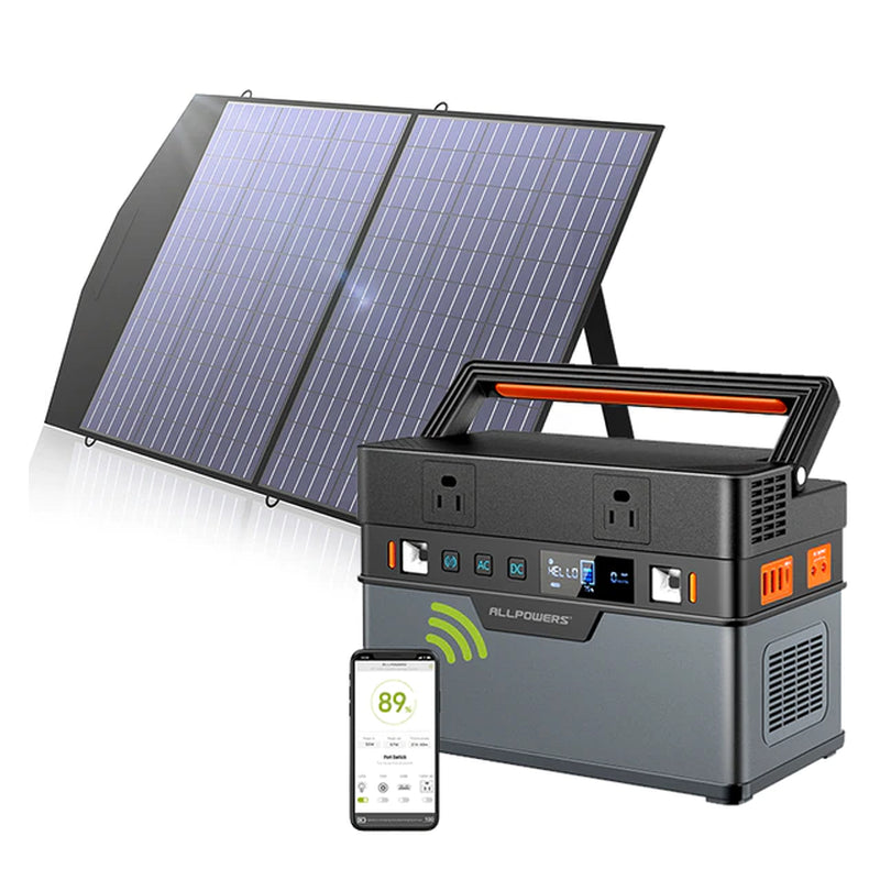 Allpower 700W Portable Power Station 606Wh / 164000Mah Solar Generator with 100W Foldable Solar Panel MC-4 Anderson for Camping