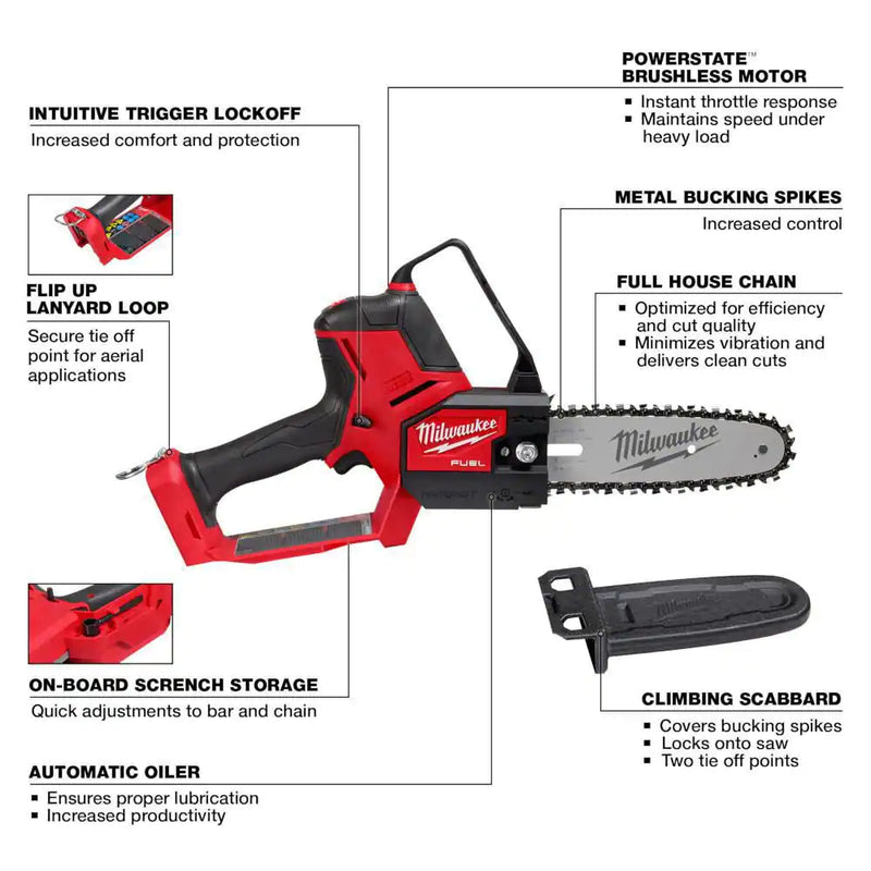 MILWAUKEE M18 FUEL HATCHET 8" Pruning Saw - FUEL 18-Volt Lithium-Ion Brushless Cordless 8 In. HATCHET Pruning Saw (Tool-Only)