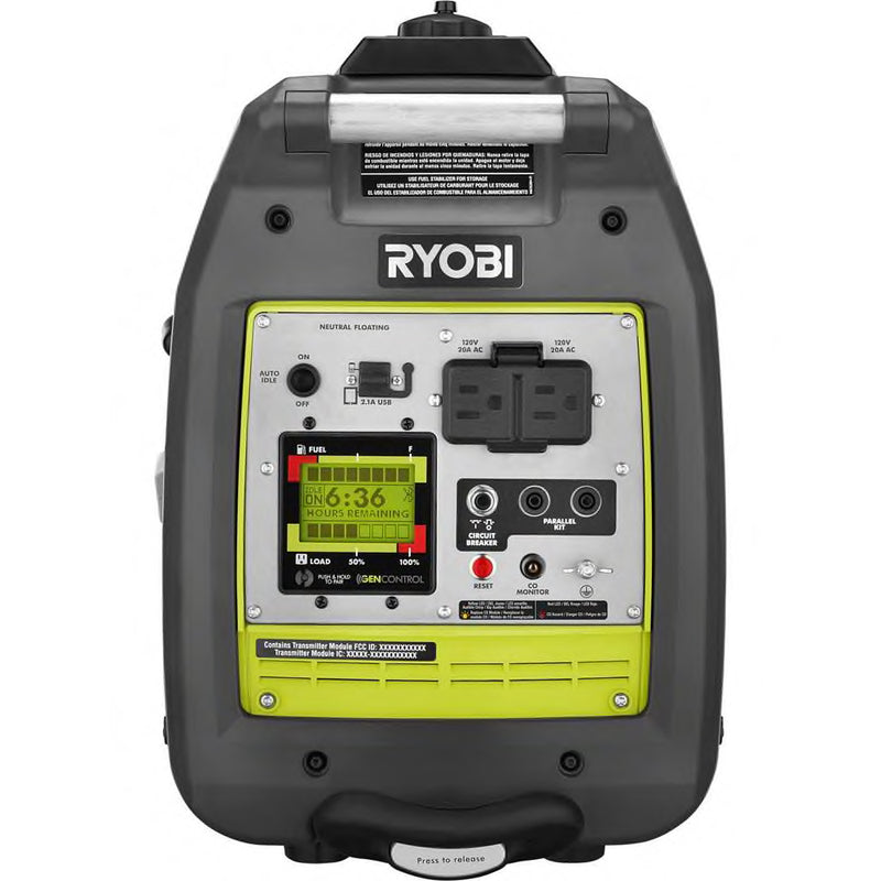 RYOBI 2,300-Watt Super Quiet Gas Powered Inverter Generator - Recoil Start - Bluetooth with CO Shutdown Sensor