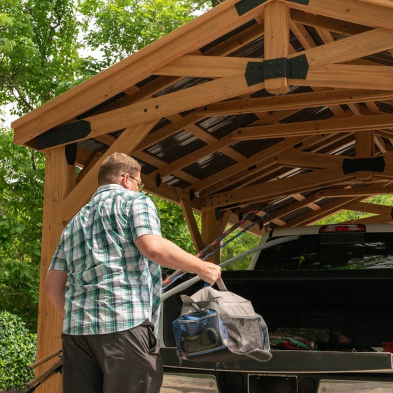  Solid Cedar Wood Carport/ Pavilion 12 Ft. W X 19.9 Ft. D