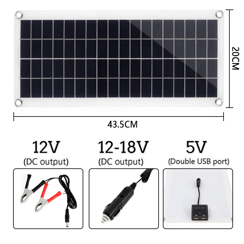 300W Complete Solar Panel Kit -12V USB with 10-60A Controller - Solar Cells for Car, Yacht, RV, Boat - Moblie Phone Battery Charger