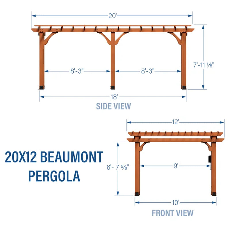 Beaumont Cedar Car Port - Pergola  20 X 12