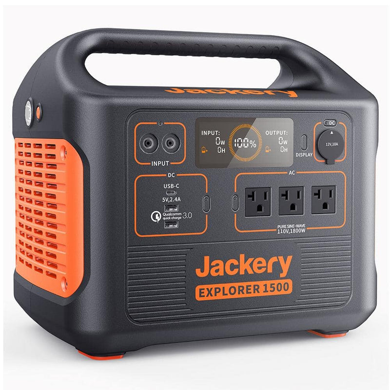 Jackery Explorer 1500 Power Station - 1800-Watt Continuous/3600W Peak Output -  Push Button Start Battery Generator