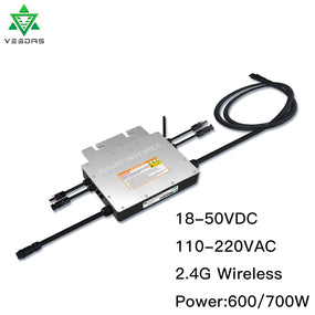 Micro Solar Inverter 18-50VDC MPPT 600W 700W PV on Grid Tie - IP67 -  Pure Sine Wave 110V 220VA